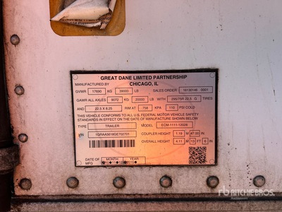 2016 Great Dane ECM-1111-12028 28 ft S/A Refrigerated Trailer