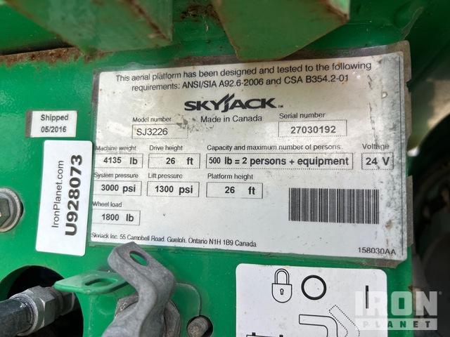 ELEVADOR TIJERA 2016 SKYJACK SJ3226