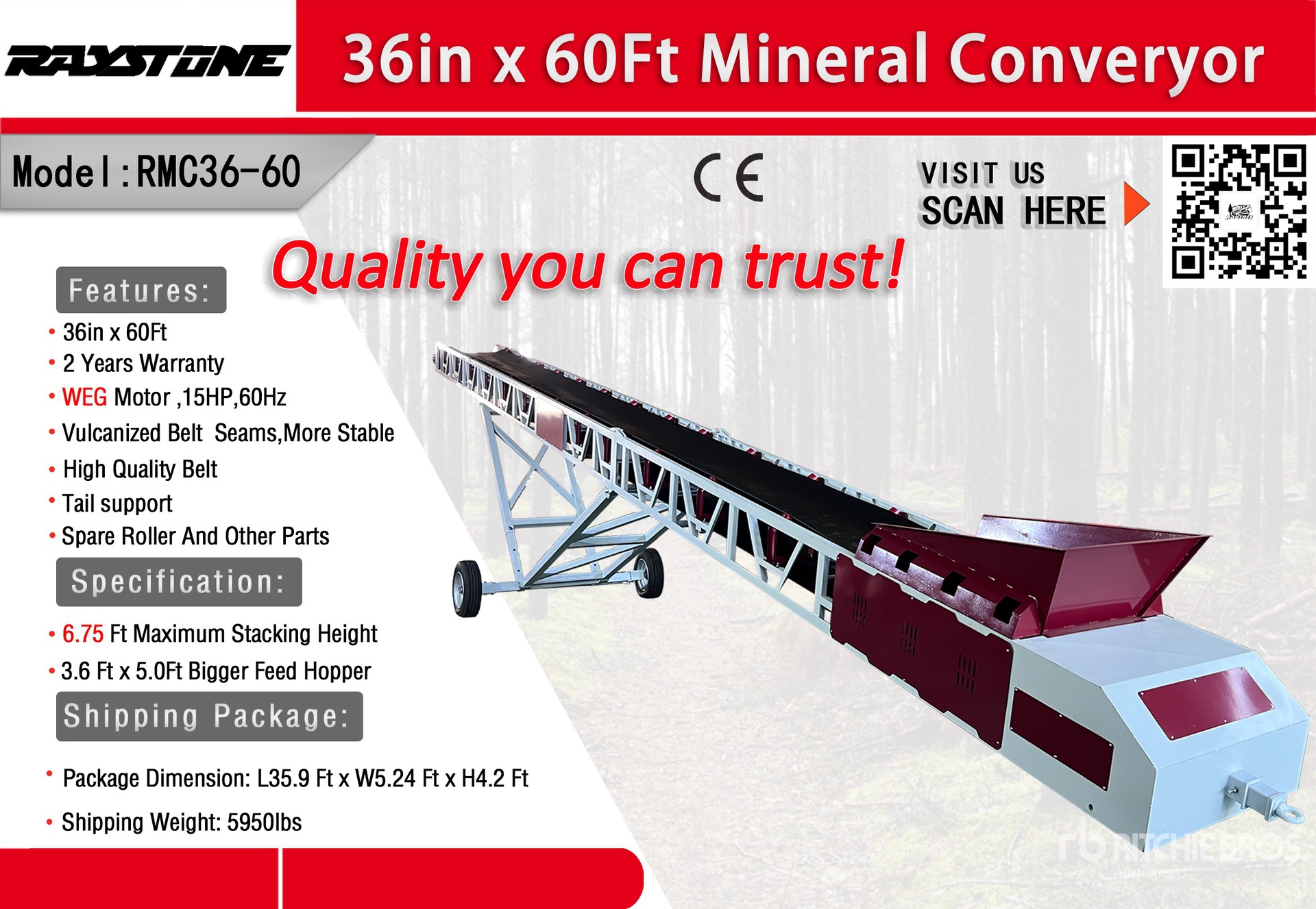 2025 Raystone RMC36-60 36 in x 60 ft Portable Convoyeur  (Unused)