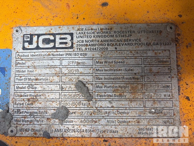 ELEVADOR TIJERA 2018 JCB S1930E