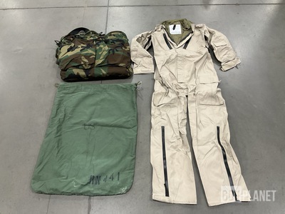 (8) Coveralls, (74) Barracks Bags, (5) Helmet Bags & Assorted Items