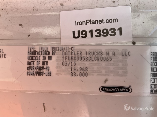 CAMIóN 2016 FREIGHTLINER
