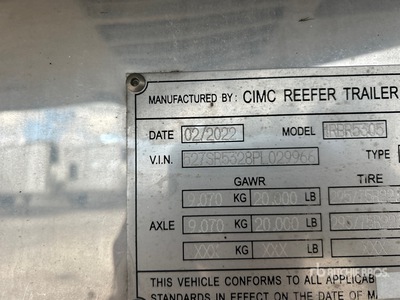 2023 CIMC 53 ft x 102 in T/A Refrigerated Trailer