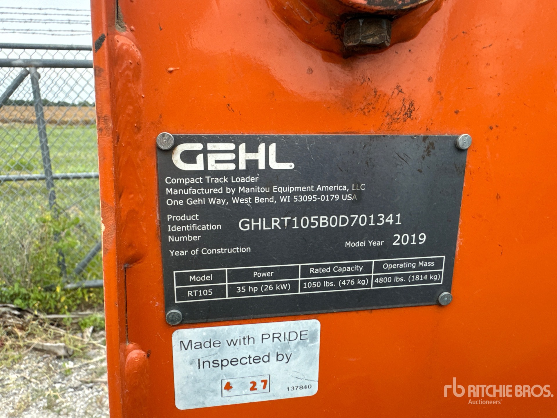 2019 Gehl RT135 Compact Track Loader