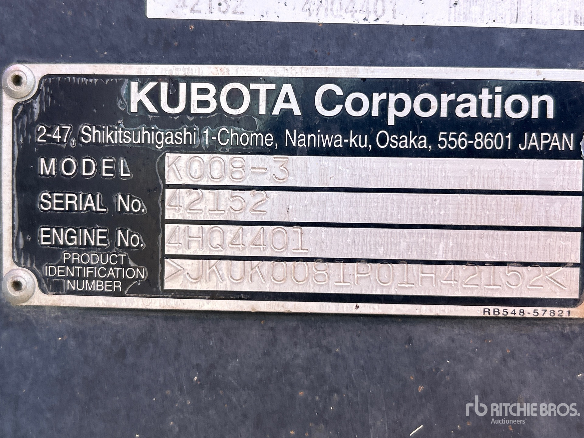 EXCAVADORA 2018 KUBOTA K008T4