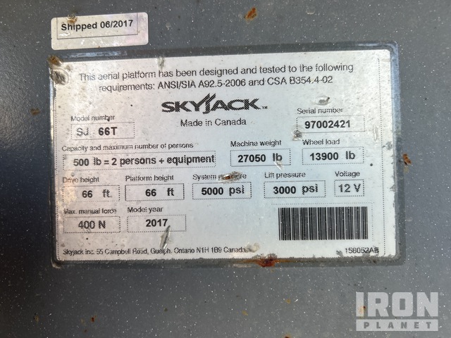 ELEVADOR TELESCóPICO 2017 SKYJACK 4WD SJ66T