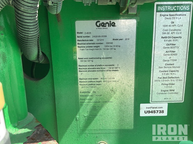 ELEVADOR ARTICULADO 2016 GENIE 4WD Z4525