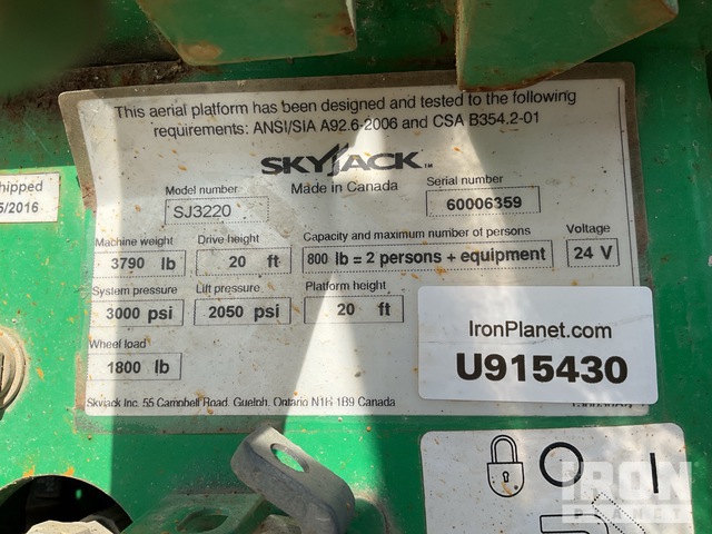 ELEVADOR TIJERA 2016 SKYJACK SJIII3220