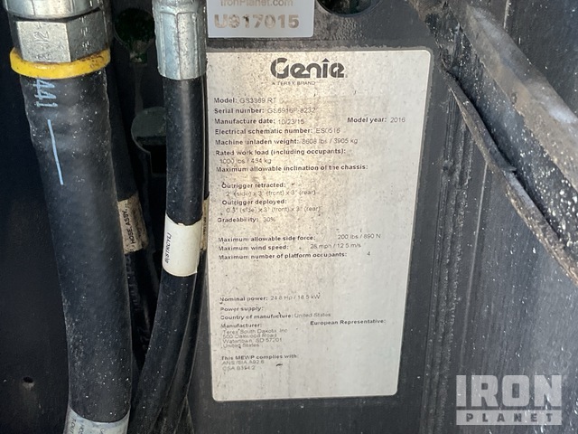 ELEVADOR TIJERA 2016 GENIE GS3369RT