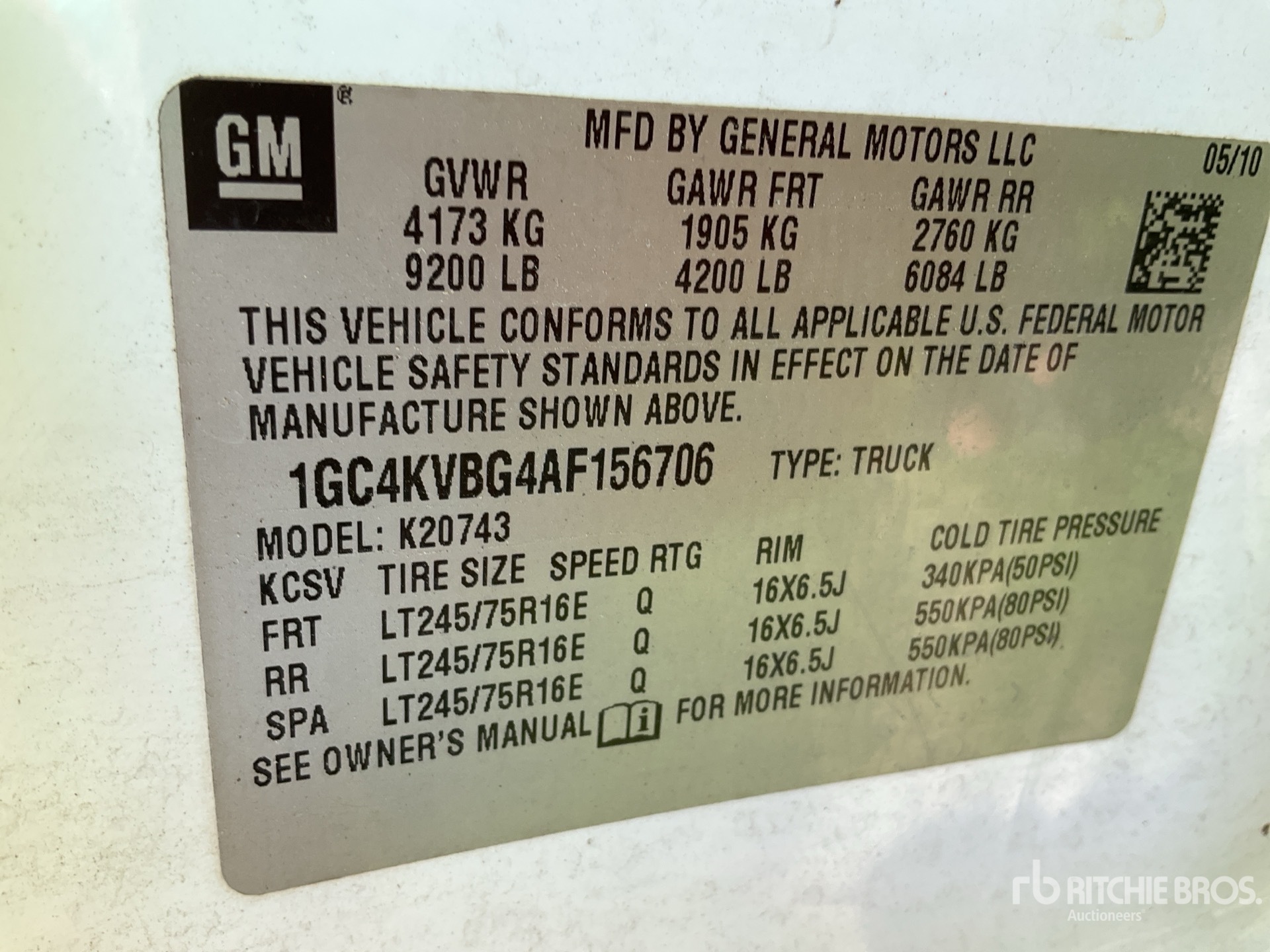 2010 Chevrolet Silverado 2500 HD 4x4 Crew Cab Ute (Inoperable)