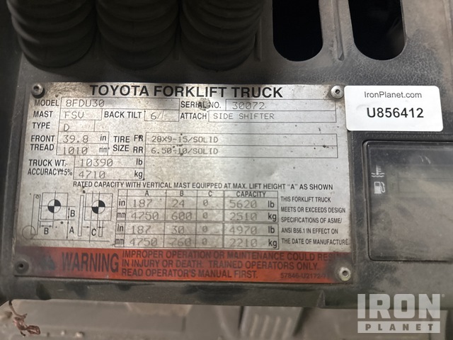 MONTACARGAS TOYOTA 8FDU30