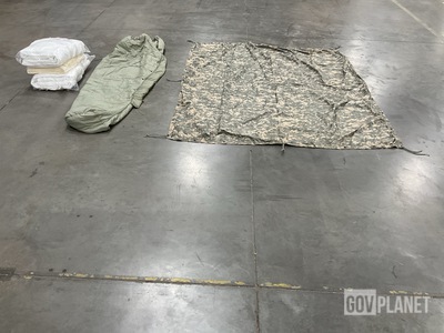 (11) Mattress Pads, (51) Sleeping Bags, (2) Tarpaulins & Assorted Items