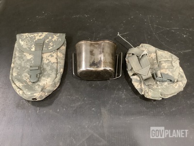 (51) Entrenching Hand Tool Carriers, (50) Water Canteen Cups & Assorted Items