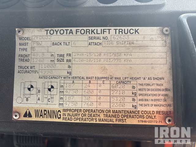 MONTACARGAS 2006 TOYOTA 7FDU32