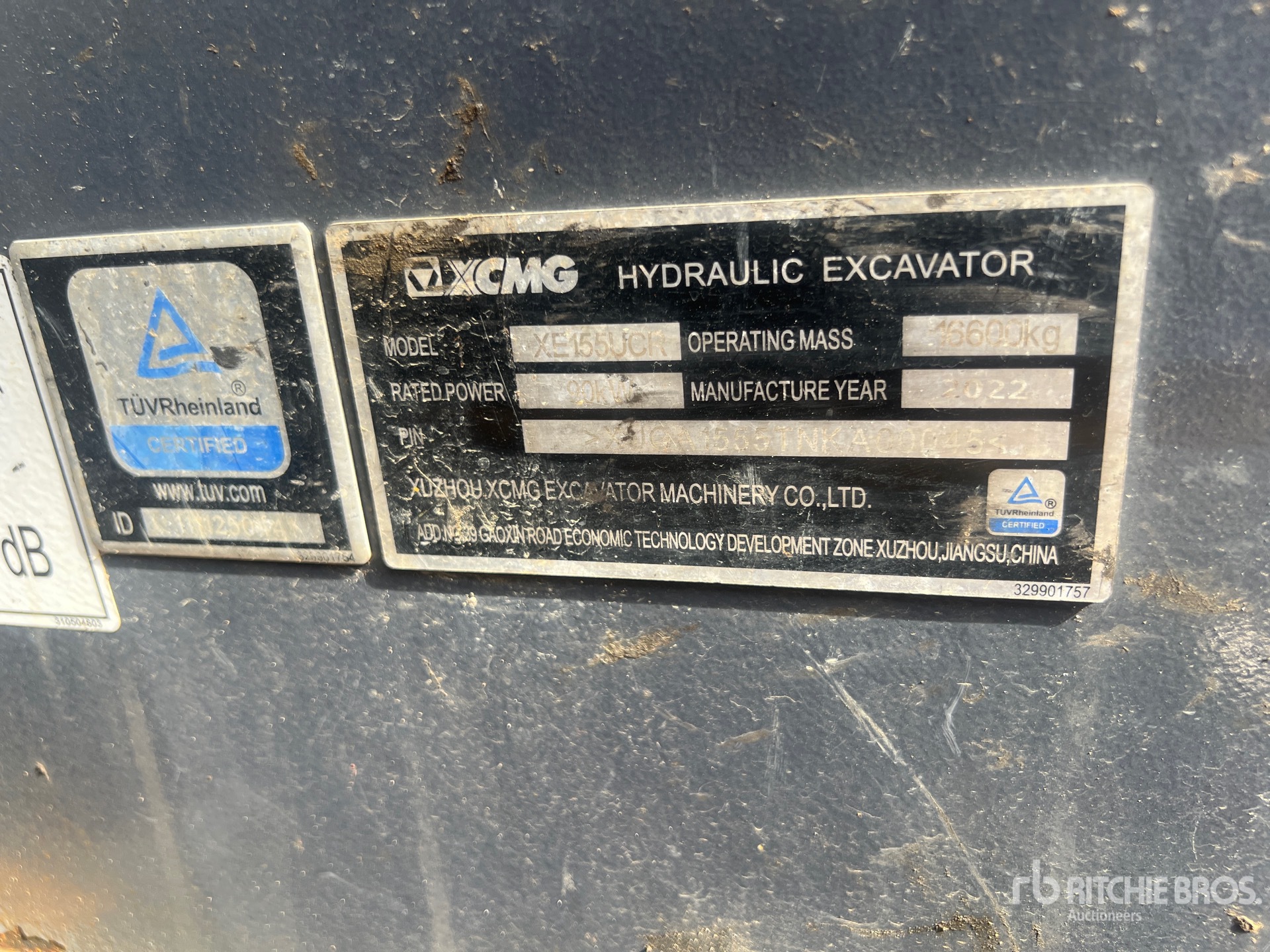 2022 XCMG XE155UCR Tracked Excavator
