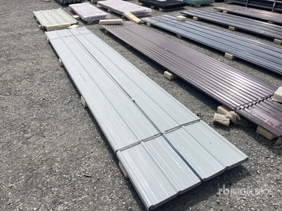 Quantity of (70) White Metal Roof Panels 16 ft x 3 ft (Unused)