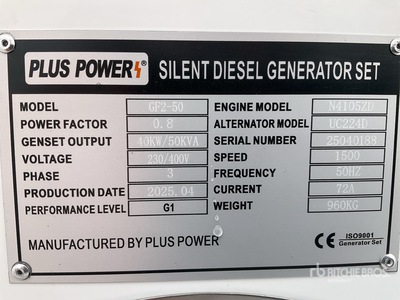 2025 Plus Power GF2-50 Generator set (Unused)