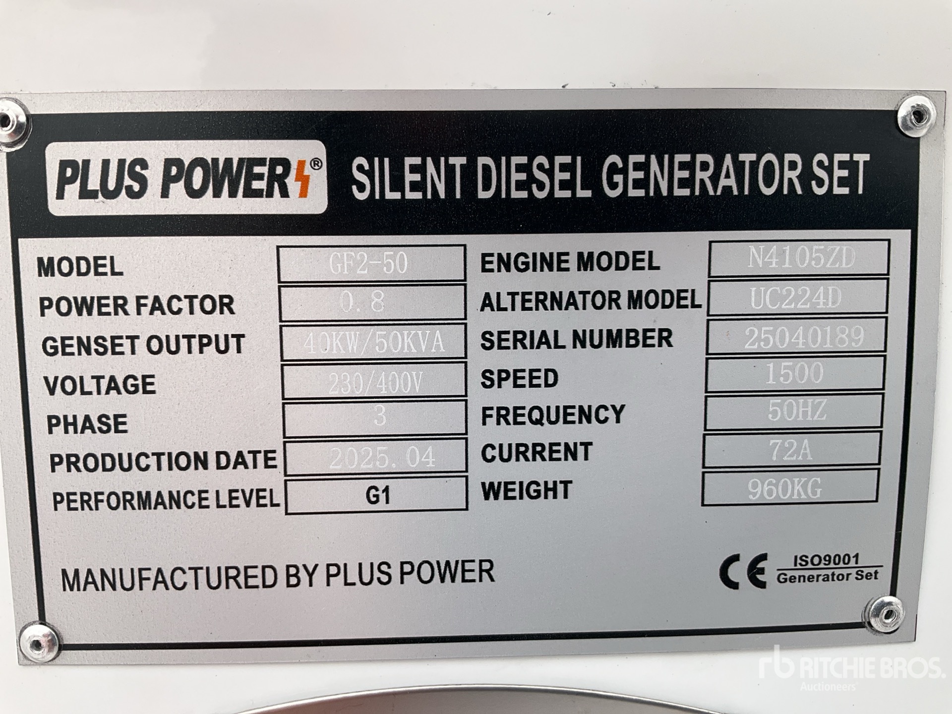 2025 Plus Power GF2-50 Generator set (Unused)