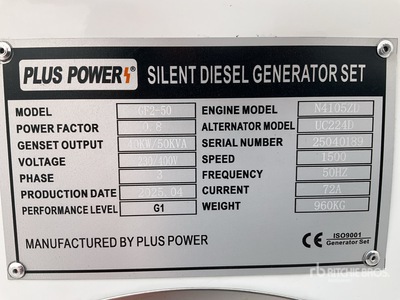 2025 Plus Power GF2-50 Generator set (Unused)