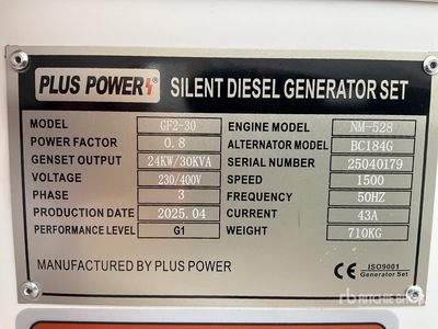 2025 Plus Power GF2-30 Generator set (Unused)