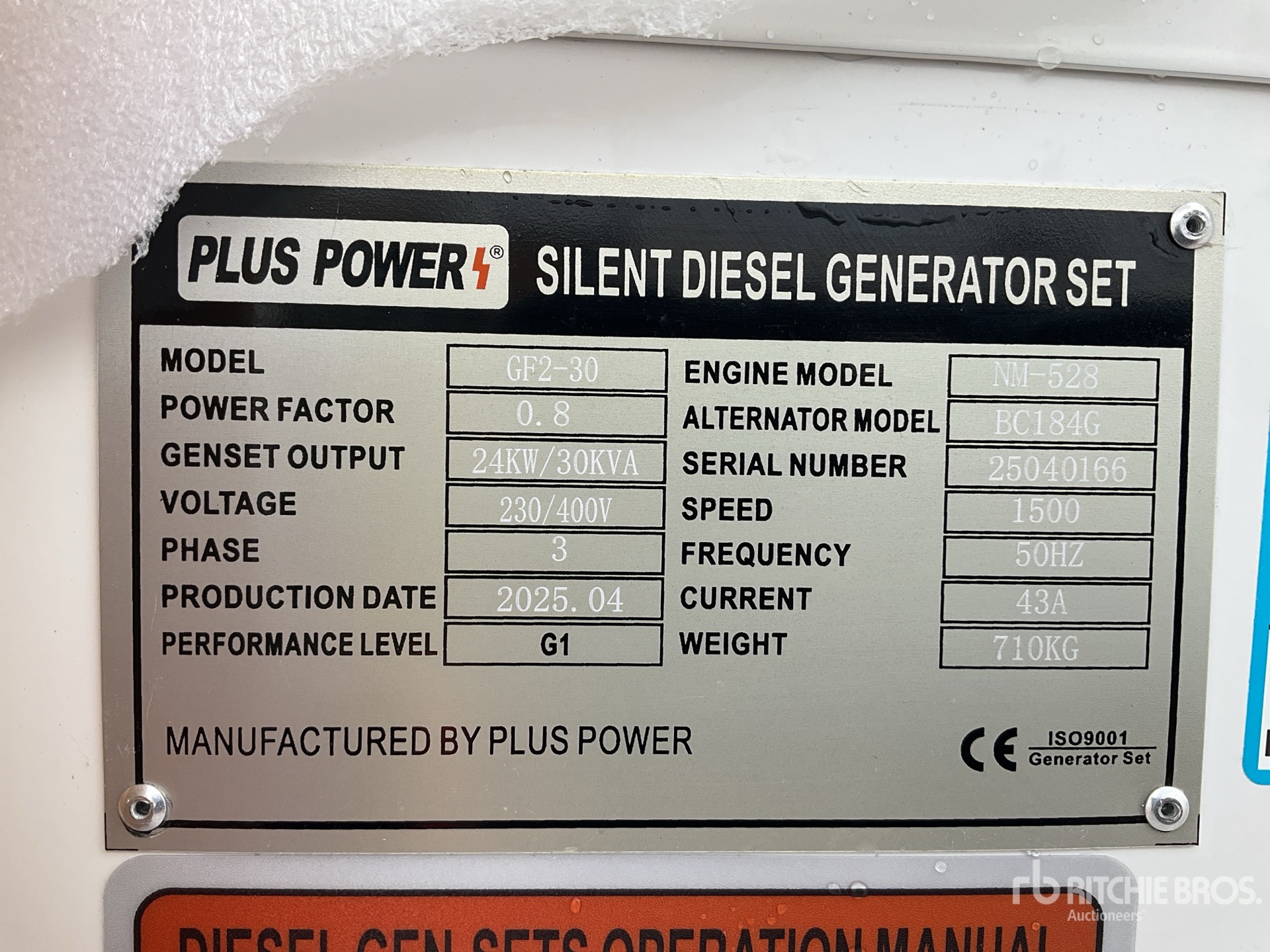 2025 Plus Power GF2-30 Generator set (Unused)