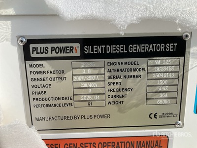 2025 Plus Power GF2-25 مولد (Unused)