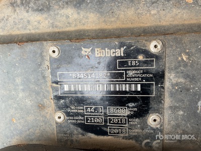 2018 Bobcat E85 Tracked Excavator