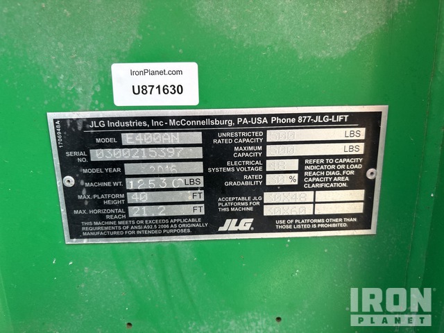 ELEVADOR ARTICULADO 2016 JLG E400AN
