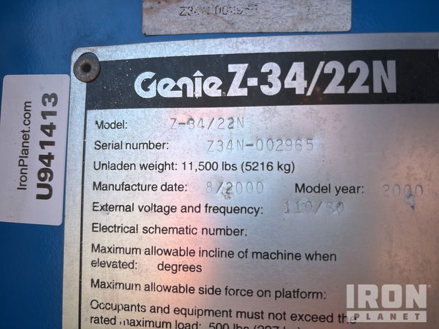 ELEVADOR ARTICULADO 2000 GENIE Z3422N