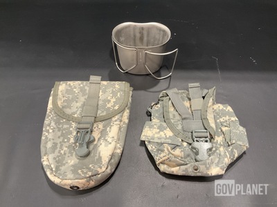 (75) Water Canteen Cups, (229) Canteen Pouches & Assorted Items