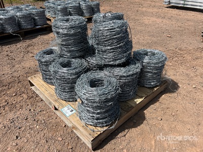 Quantity of (12) 2025 BYT BW04 Rolls of 656 ft 4 Barb Barbed Wire (Unused)