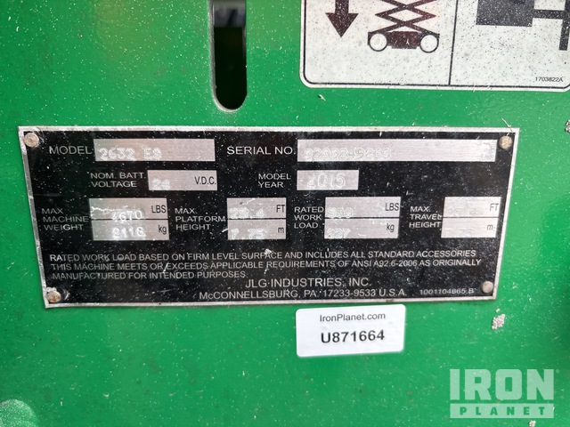 ELEVADOR TIJERA 2015 JLG 2632ES