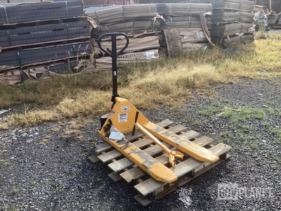 (1) Uline H-1785 Pallet Jack Scissor Lift Pallet Truck & (1) Handle Attachment
