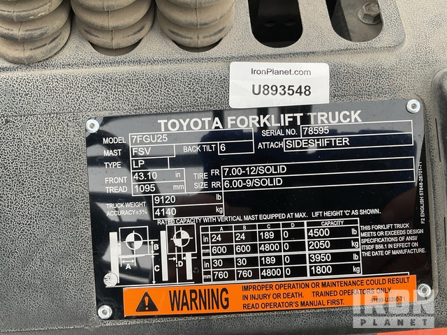 MONTACARGAS 2005 TOYOTA 7FGU25