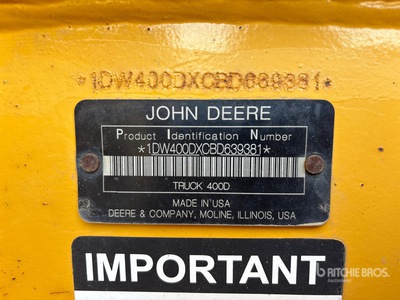 2011 John Deere 400D Series II Articulated Dump Truck