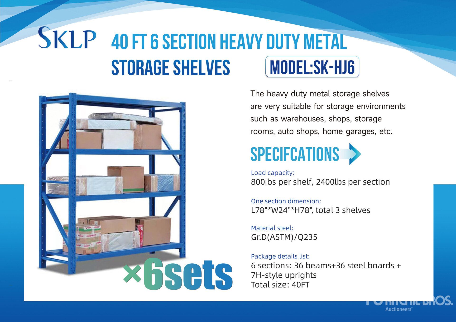 2025 SKLP SK-HJ6 2 ft x 40 ft Metal Storage Shelving (Unused)