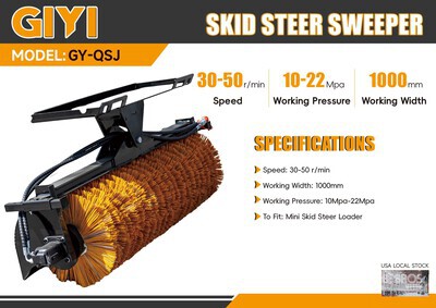 2025 GIYI GY-QSJ 39 in Mini Skid Steer Broom (Unused)