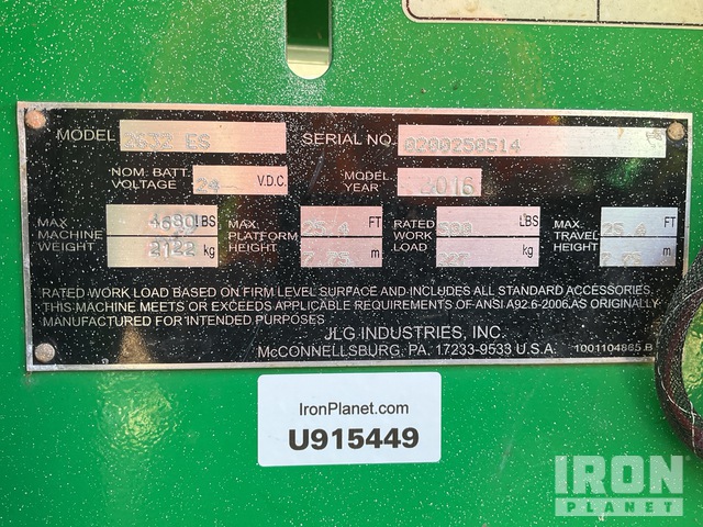 ELEVADOR TIJERA 2016 JLG 2632ES