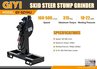 2025 GIYI GY-SZYMJ Mini Skid Steer Stump Grinder (Unused)