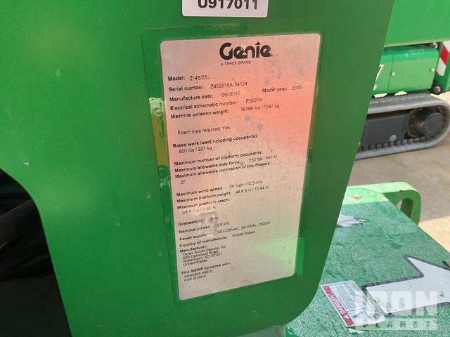 ELEVADOR ARTICULADO 2015 GENIE Z4525J