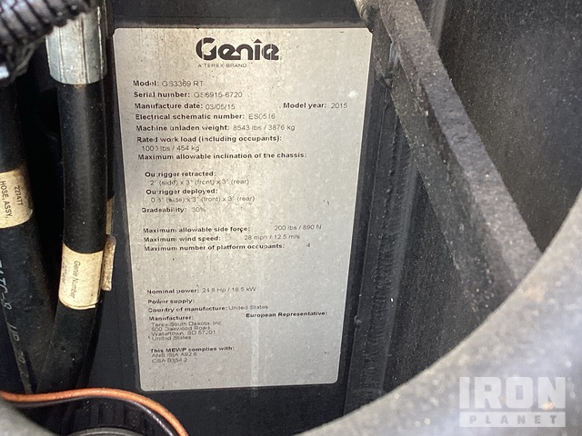 ELEVADOR TIJERA 2015 GENIE GS3369RT