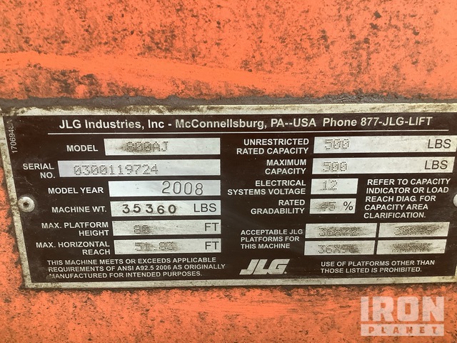 ELEVADOR ARTICULADO 2008 JLG 4WD 800AJ