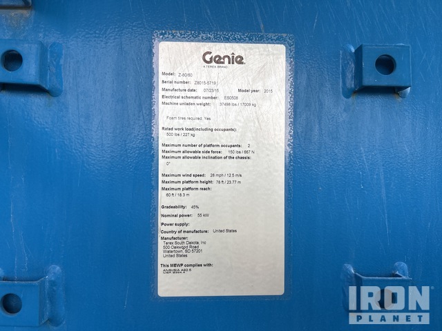 ELEVADOR ARTICULADO 2015 GENIE 4WD Z8060