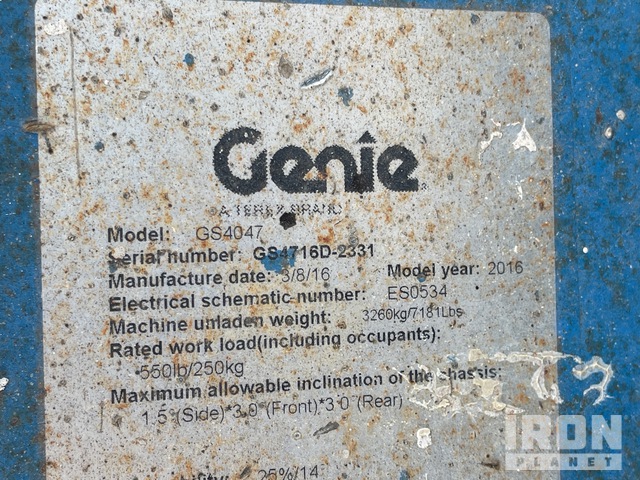 ELEVADOR TIJERA 2016 GENIE GS4047
