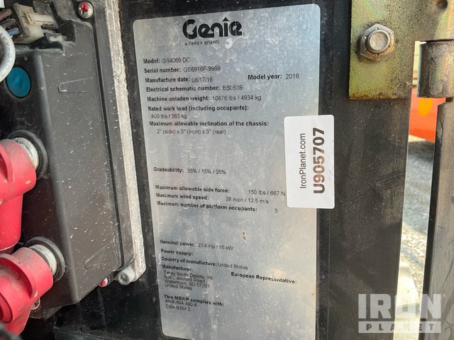 ELEVADOR TIJERA 2016 GENIE GS4069DC