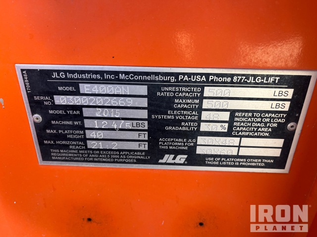 ELEVADOR ARTICULADO 2015 JLG E400AN
