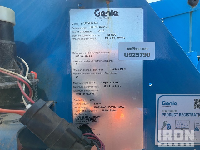 ELEVADOR ARTICULADO 2018 GENIE Z3020NRJ