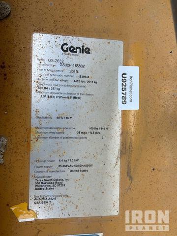 ELEVADOR TIJERA 2019 GENIE GS2632ELECTRIC