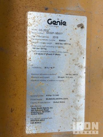ELEVADOR TIJERA 2019 GENIE GS2632