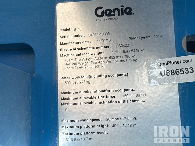 ELEVADOR TELESCóPICO 2014 GENIE 4WD S40